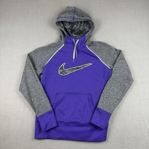 Nike Sweatshirt Womens Medium Purple Hoodie Pockets Just Do It Therma Fit Active